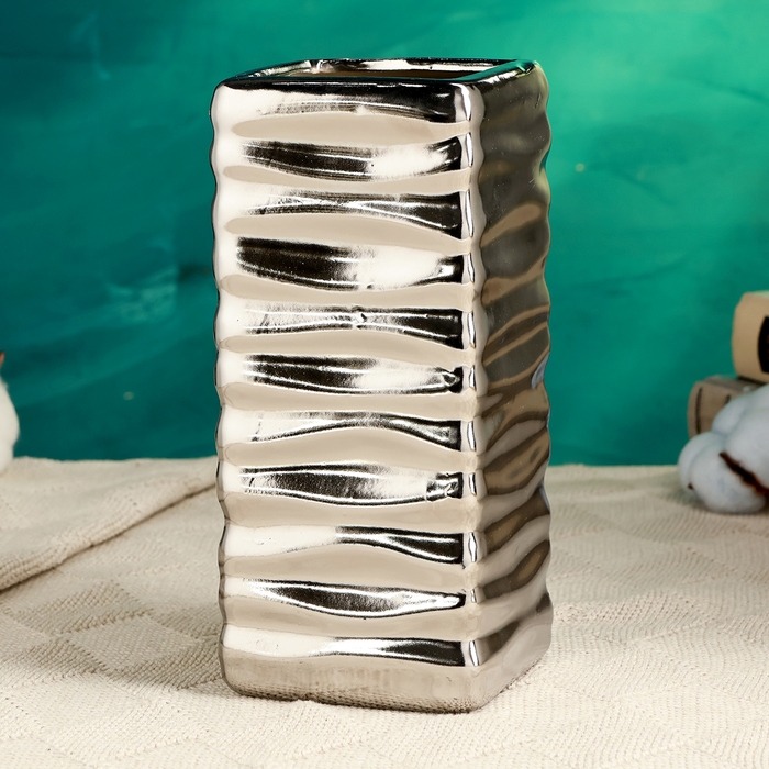 Кашпо - ваза  Кашпо - ваза "Кина" серебро, 9х9х20см
