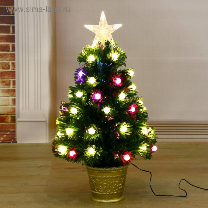 Ёлка фиброоптическая Ёлка фиброоптическая "Огонёк" 60 см d нижнего яруса 35 см 54 ветки