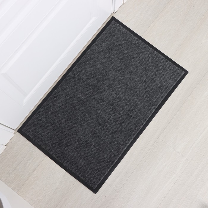 Коврик придверный влаговпитывающий, ребристый, «Стандарт», 50×80 см, цвет серый Коврик придверный влаговпитывающий, ребристый, «Стандарт», 50×80 см, цвет серый