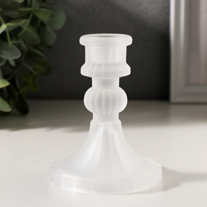 Подсвечник стекло на 1 свечу  Подсвечник стекло на 1 свечу "Салли" матовый прозрачный d=2 см 8х8х10 см