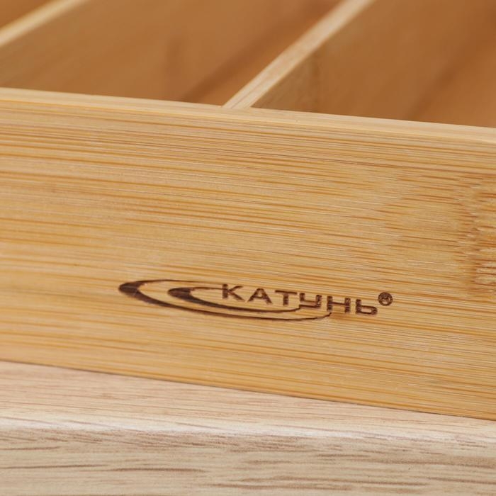 Лоток - подставка для столовых приборов, 35,5×25,4×5 см, бамбук