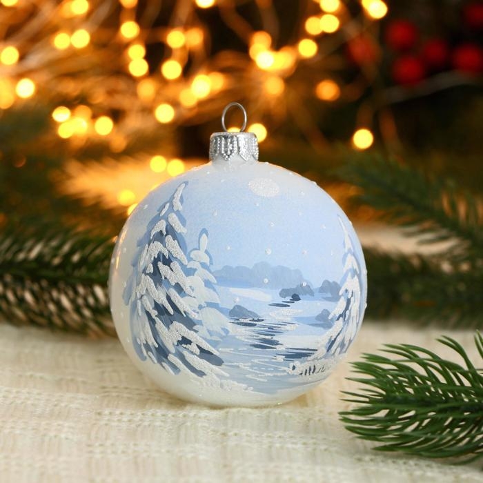 Ёлочный шар d-8 см Ёлочный шар d-8 см "Снежный лес"
