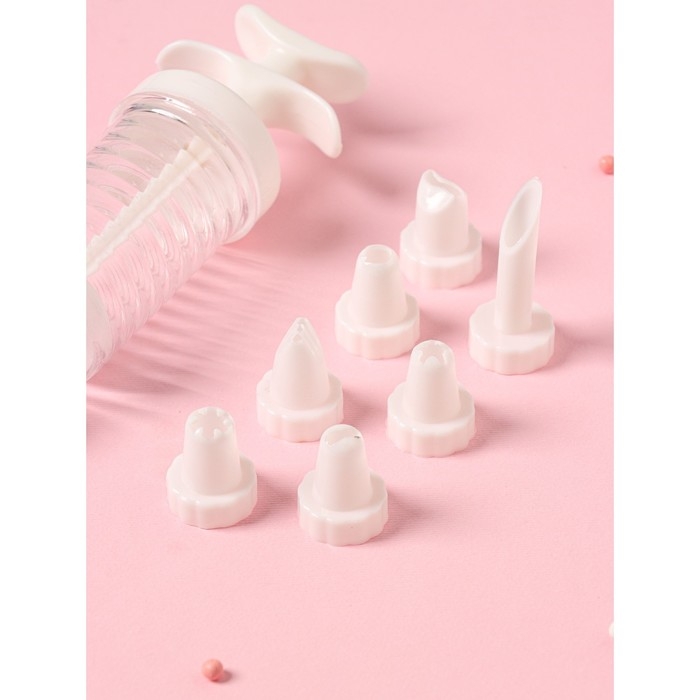 Шприц кондитерский Доляна «Повар», 19×5 см, 8 насадок