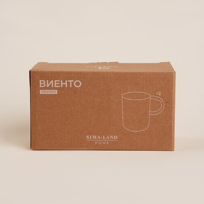 Набор кружек керамических SL Home «Виенто», 350 мл, цвет бежевый Набор кружек керамических SL Home «Виенто», 350 мл, цвет бежевый