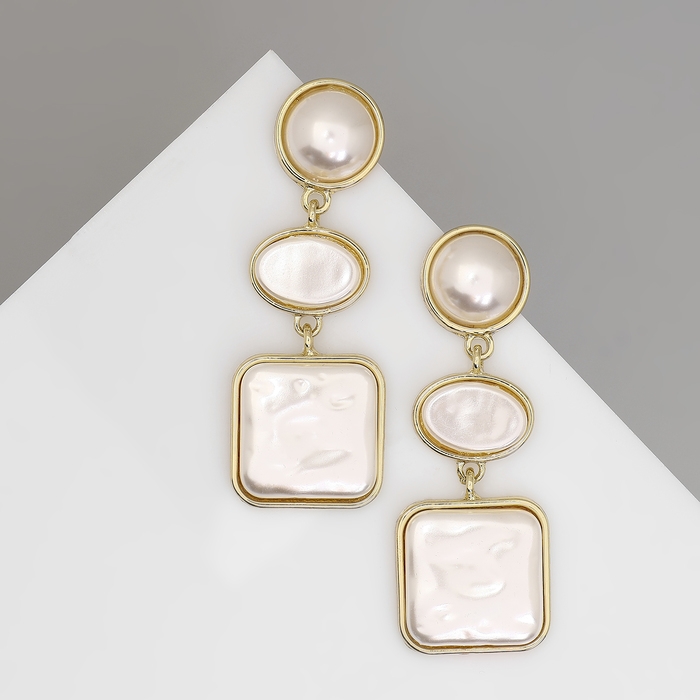 Серьги с жемчугом «Гавань» сознание, геометрия, цвет золото Серьги с жемчугом «Гавань» сознание, геометрия, цвет золото