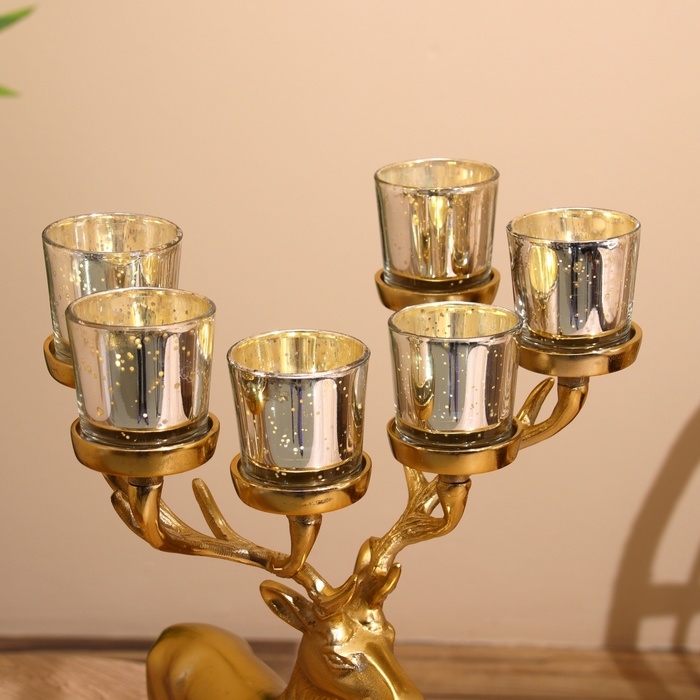 Подсвечник на 6 свечей  Подсвечник на 6 свечей "Олень" алюминий 23х28х41 см