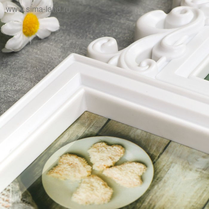 Фоторамка пластик на 3 фото 10х15, 13х13 см  Фоторамка пластик на 3 фото 10х15, 13х13 см "Ты и Я" белая 27х30х3 см