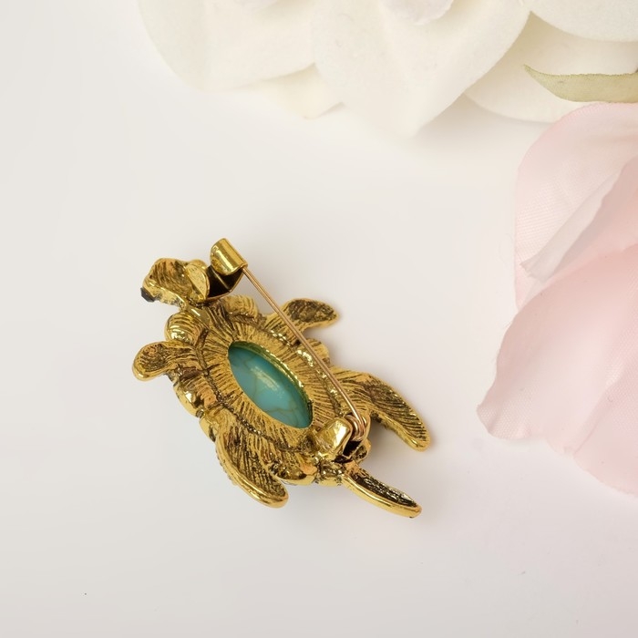 Брошь «Черепашка» панцирь под бирюзу, цвет голубой в чернёном золоте Брошь «Черепашка» панцирь под бирюзу, цвет голубой в чернёном золоте