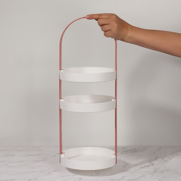 Органайзер для хранения, 3 секции, d = 20 × 50 см, цвет белый/розовый Органайзер для хранения, 3 секции, d = 20 × 50 см, цвет белый/розовый