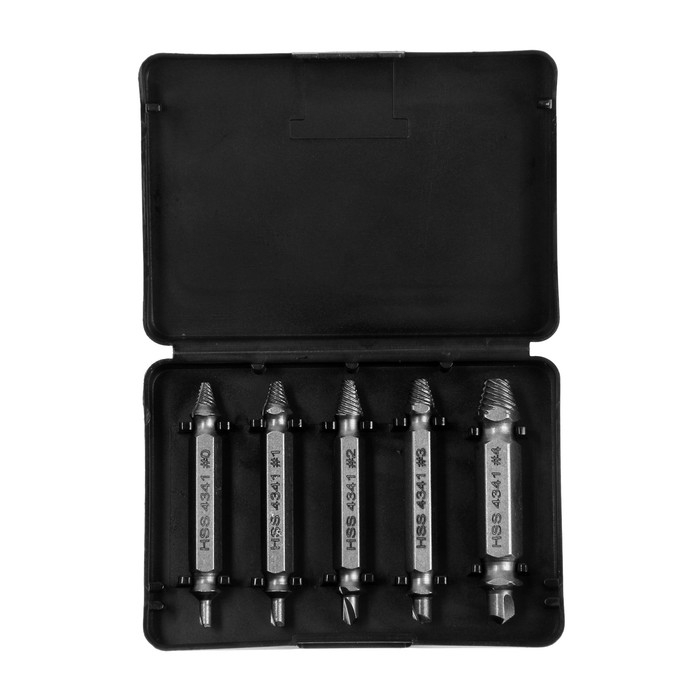 Набор двусторонних экстракторов ТУНДРА, 5 шт., HSS, левая резьба, диапазон М2-М12 Набор двусторонних экстракторов ТУНДРА, 5 шт., HSS, левая резьба, диапазон М2-М12