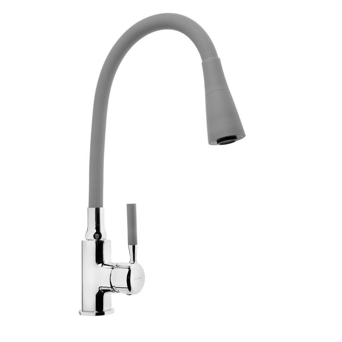 Смеситель для кухни Accoona A9890T-1, однорычажный, силиконовый излив, серый/хром Смеситель для кухни Accoona A9890T-1, однорычажный, силиконовый излив, серый/хром