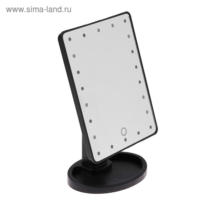 Зеркало Luazon KZ-06, подсветка, 26.5×16×12 см, 4хАА, 22 диода, сенсорная кнопка, черное Зеркало Luazon KZ-06, подсветка, 26.5×16×12 см, 4хАА, 22 диода, сенсорная кнопка, черное