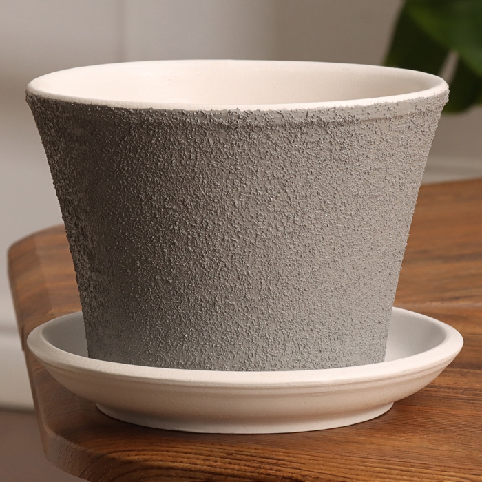 Горшок цветочный Горшок цветочный "Тренто" серый рельеф 0,8 л