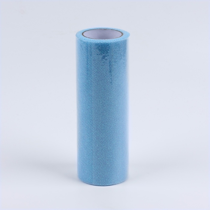 Фатин с глиттером, 15 см, 11 ± 1 г/кв.м, 9 ± 0,5 м, цвет голубой №07 Фатин с глиттером, 15 см, 11 ± 1 г/кв.м, 9 ± 0,5 м, цвет голубой №07