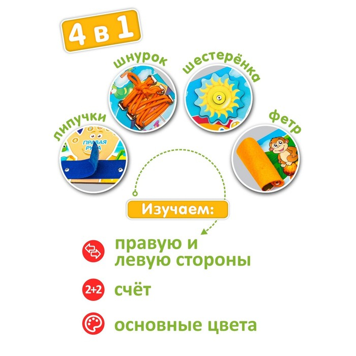 Бизиборд «Право-лево», шнурок в комплекте, МИКС Бизиборд «Право-лево», шнурок в комплекте, МИКС