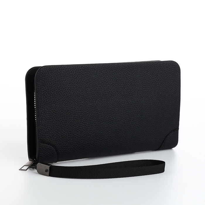 Портмоне мужское на молнии, отдел для карт, монет, цвет чёрный Портмоне мужское на молнии, отдел для карт, монет, цвет чёрный