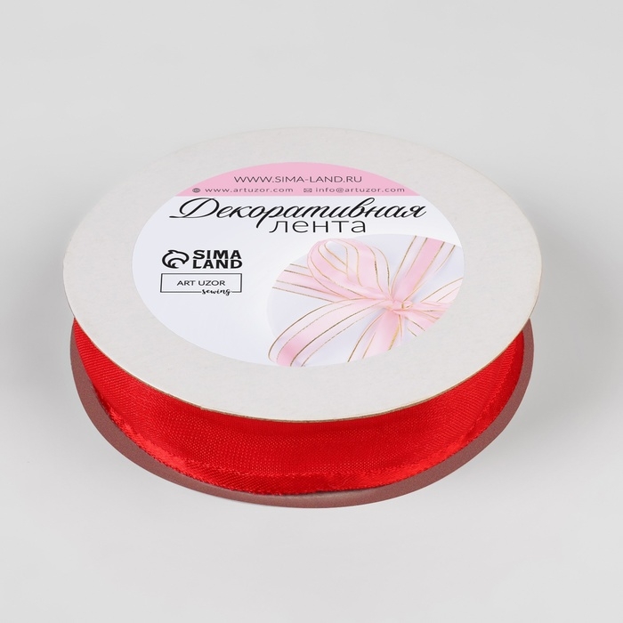 Лента декоративная, капроновая/атласная, 20 мм, 18 ± 1 м, цвет красный Лента декоративная, капроновая/атласная, 20 мм, 18 ± 1 м, цвет красный