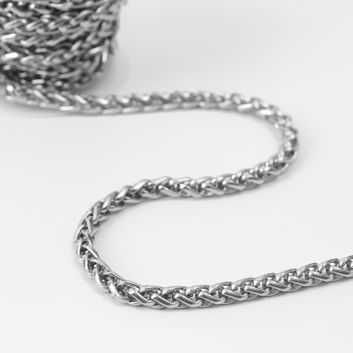 Цепочка для сумки, железная, 8,5 × 6,2 мм, 3 ± 0,1, м цвет серебряный