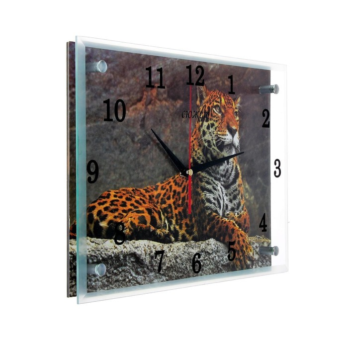 Часы-картина настенные, интерьерные Часы-картина настенные, интерьерные "Леопард" бесшумные, 25 х 35 см