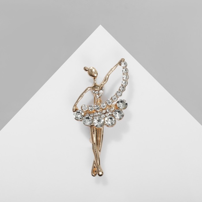 Брошь «Балерина» с лентой, цвет белый в золоте Брошь «Балерина» с лентой, цвет белый в золоте