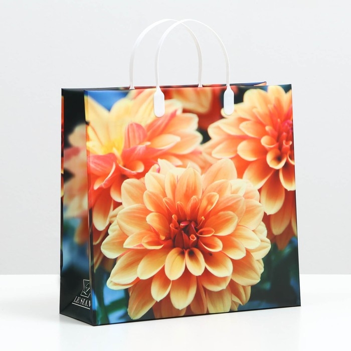 Пакет Пакет "Оранжевые хризантемы", мягкий пластик, 29 x 30 см, 100 мкм