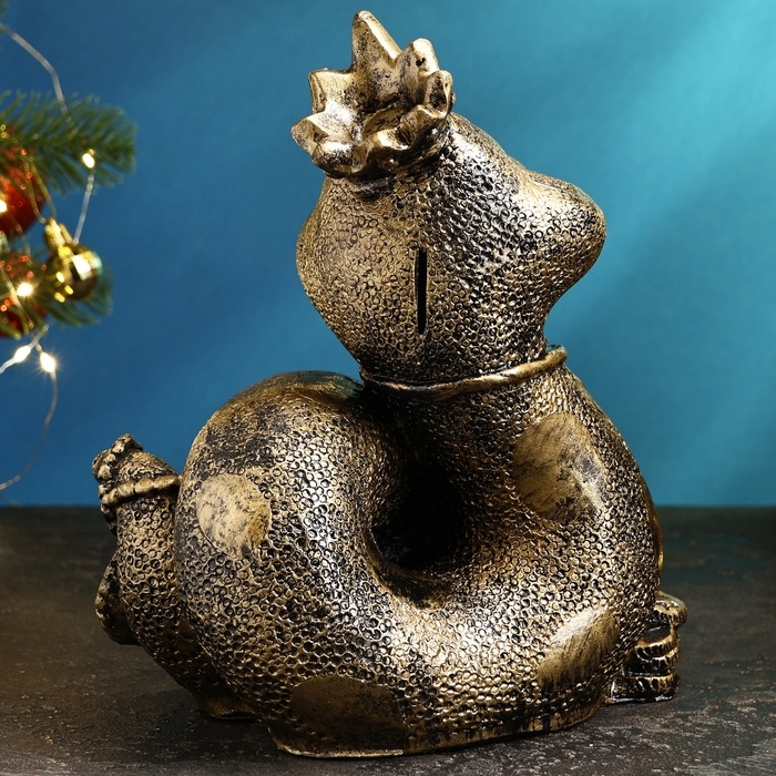 Копилка Копилка "Змея Королева" черное золото, 25х23х18см