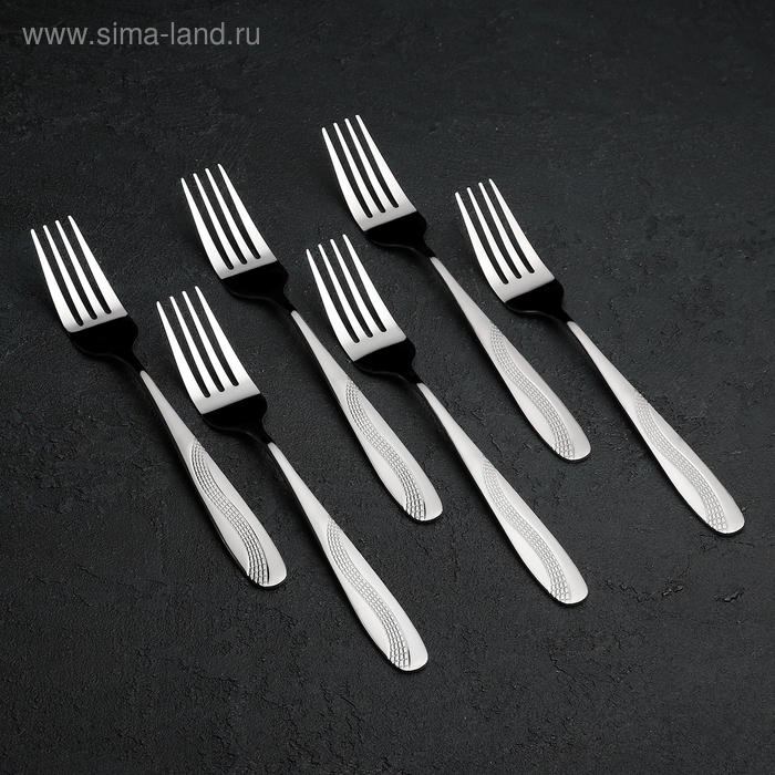 Набор столовых приборов из нержавеющей стали «Водопад», 24 предмета, на подставке, цвет серебряный Набор столовых приборов из нержавеющей стали «Водопад», 24 предмета, на подставке, цвет серебряный