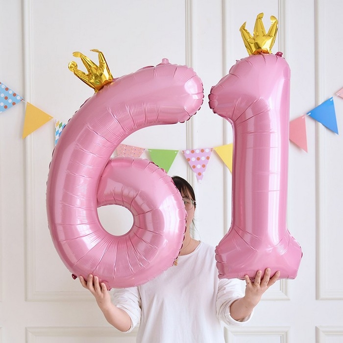 Шар фольгированный 40" &laquo;Цифра 1 с короной&raquo;, цвет розовый