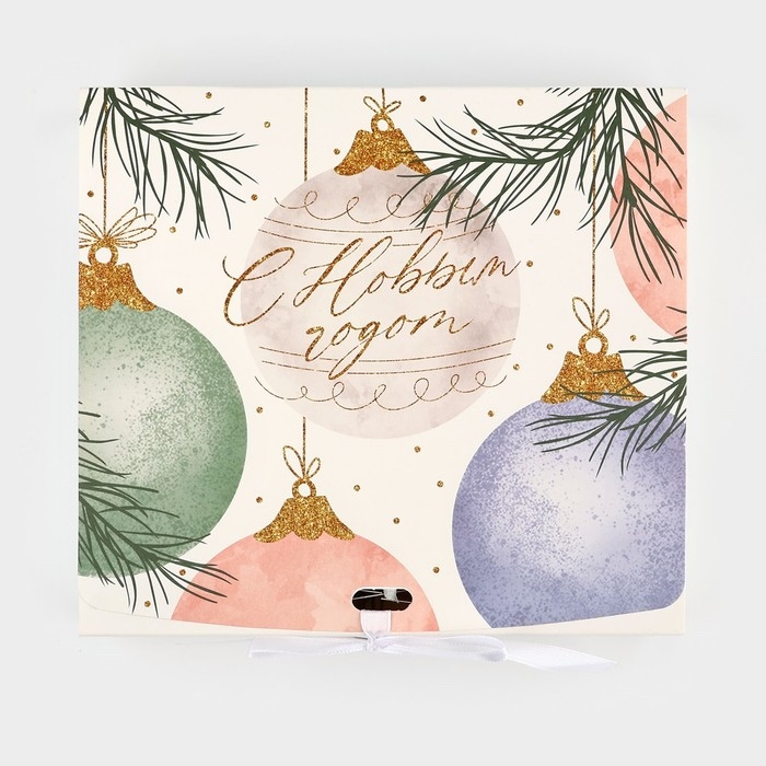 Коробка подарочная новогодняя складная двухсторонняя «Новогодние шары», 20 х 18 х 5 см, Новый год Коробка подарочная новогодняя складная двухсторонняя «Новогодние шары», 20 х 18 х 5 см, Новый год