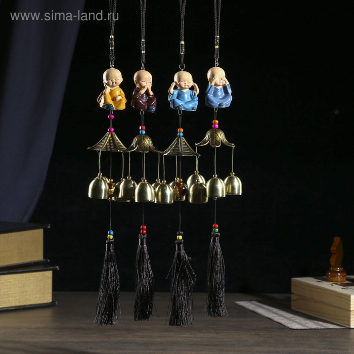 Музыка ветра металл Музыка ветра металл "Маленький будда" 3 колокольчика МИКС 40 см