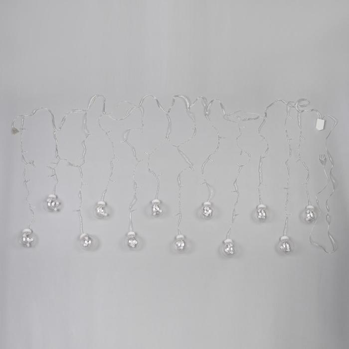 Гирлянда «Бахрома» 2.4 × 0.7 м с насадками «Шарики», IP20, прозрачная нить, 108 LED, свечение белое, 8 режимов, 220 В