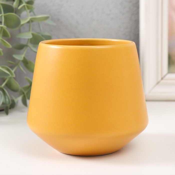 Банка для свечей керамика Банка для свечей керамика "Трапеция" жёлтый 9х9х10 см