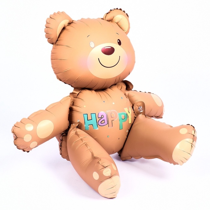 Шар фольгированный 30 Шар фольгированный 30" «Счастливый мишка», матовый, цвет бежевый