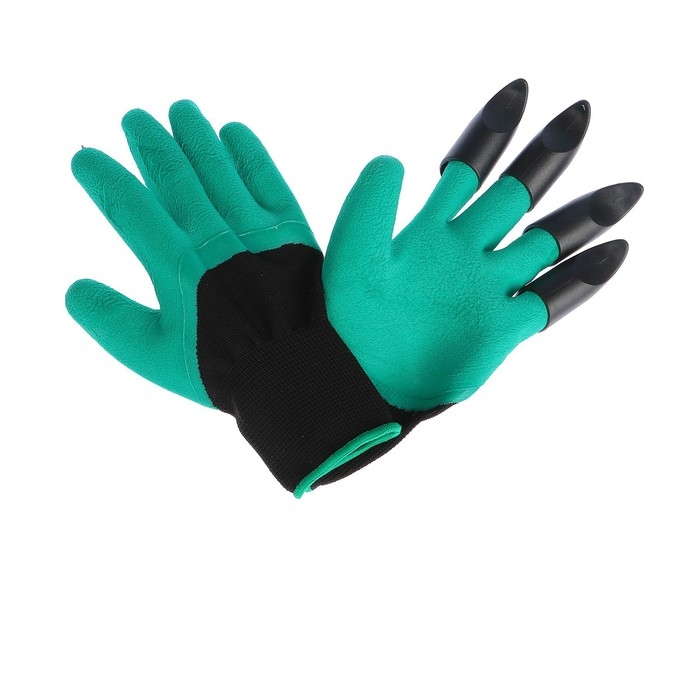 Перчатки садовые, нейлоновые «Землеройки», с латексной пропиткой, с когтями, зелёные, Greengo Перчатки садовые, нейлоновые «Землеройки», с латексной пропиткой, с когтями, зелёные, Greengo
