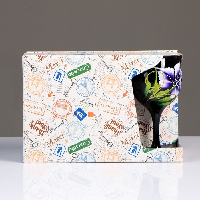 Набор бокалов для вина Набор бокалов для вина "Цветы" 6 шт, 220 мл, микс