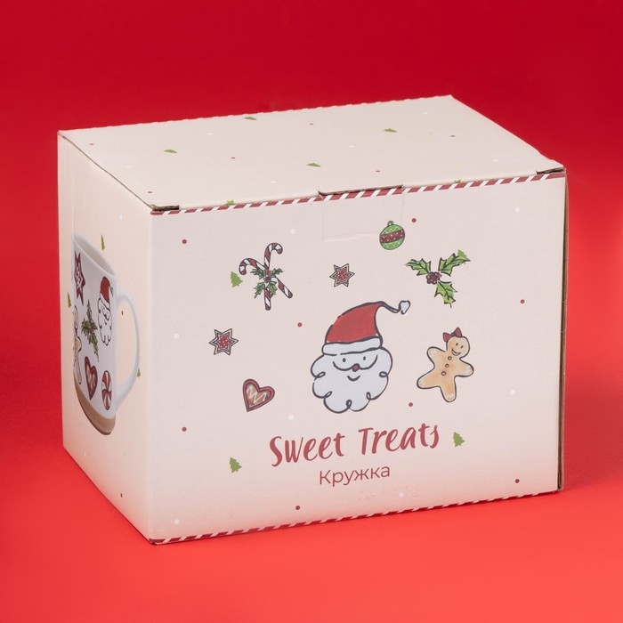 Новогодняя кружка для чая Доляна Sweet Treats, 650 мл, 15&times;10&times;11 см, керамика, цвет белый
