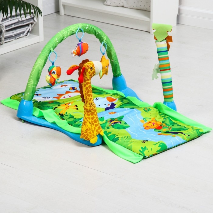 Развивающий коврик «Остров», с дугой и игрушками, 77х77х0,5 Развивающий коврик «Остров», с дугой и игрушками, 77х77х0,5