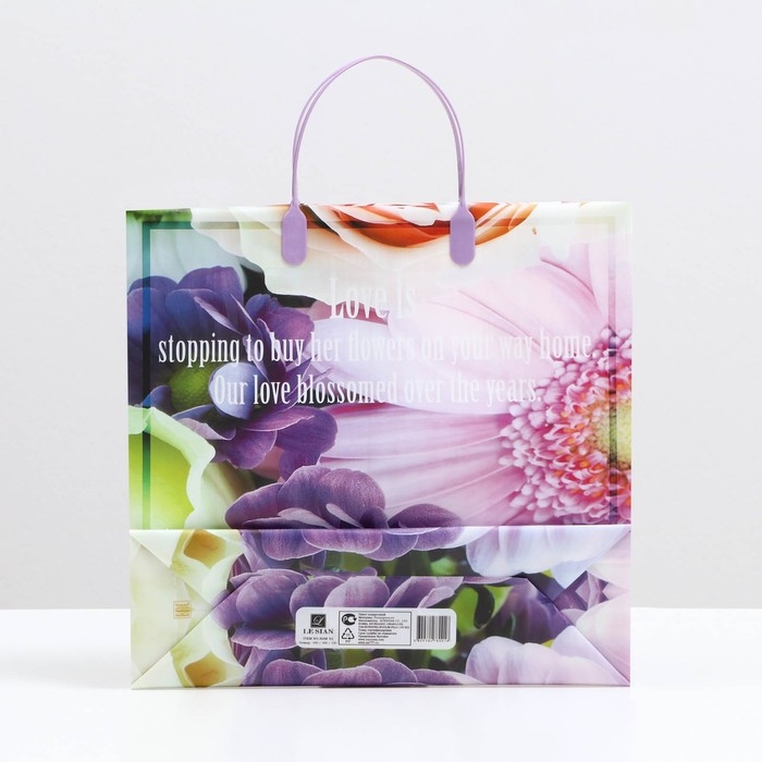 Пакет Пакет "Хризантемы", мягкий пластик, 29 x 30 см, 100 мкм