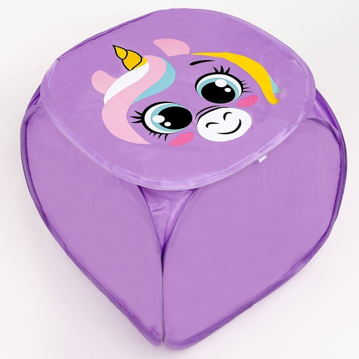 Корзина для хранения игрушкек с крышкой «Единорожик», 42 х 42 х 42 см, фиолетовая Корзина для хранения игрушкек с крышкой «Единорожик», 42 х 42 х 42 см, фиолетовая