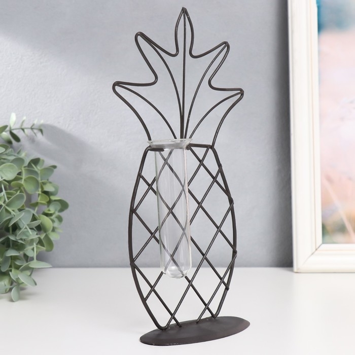 Декор металл, стекло Декор металл, стекло "Ананас" чёрный 15х5,5х25 см
