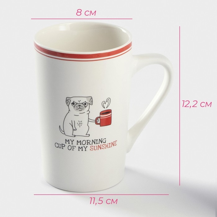 Кружка фарфоровая Доляна «Понедельник», 380 мл, цвет белый Кружка фарфоровая Доляна «Понедельник», 380 мл, цвет белый