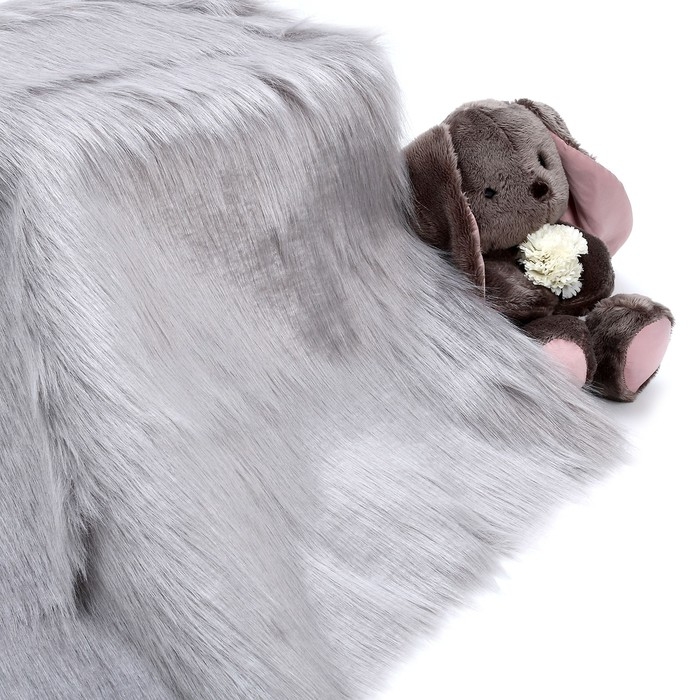 Лоскут для рукоделия, 50 × 50 см, мех длинноворсовый на трикотажной основе, цвет светло-серый Лоскут для рукоделия, 50 × 50 см, мех длинноворсовый на трикотажной основе, цвет светло-серый