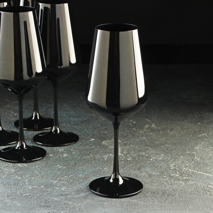 Набор бокалов для вина Bohemia Crystal «Сандра», 450 мл, 6 шт, цвет чёрный Набор бокалов для вина Bohemia Crystal «Сандра», 450 мл, 6 шт, цвет чёрный