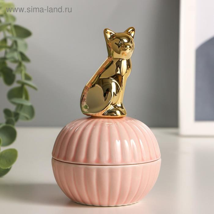 Шкатулка керамика Шкатулка керамика "Золотой котёнок" 12,5х8х8 см