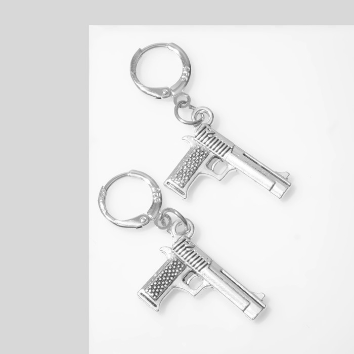 Серьги GUN пистолеты, цвет серебро Серьги GUN пистолеты, цвет серебро