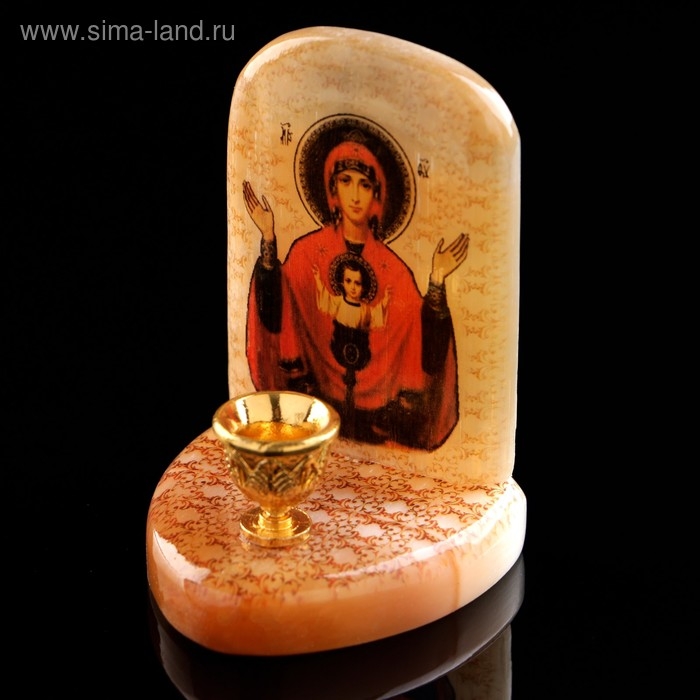 Икона «Неупиваемая чаша», с подсвечником, селенит Икона «Неупиваемая чаша», с подсвечником, селенит