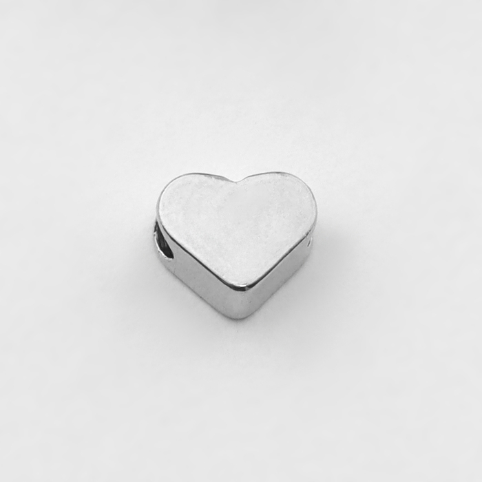 Бусина-разделитель родир. «Сердечко», 6×6 мм, d(вн.)=2 мм, (набор 10 шт.), цвет серебро Бусина-разделитель родир. «Сердечко», 6×6 мм, d(вн.)=2 мм, (набор 10 шт.), цвет серебро