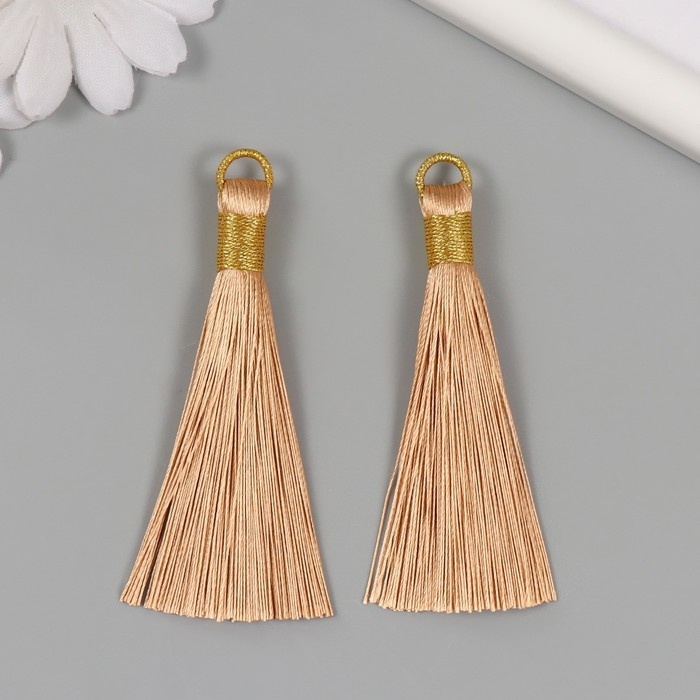 Декор для творчества текстиль Декор для творчества текстиль "Кисть. Оливия" капучино набор 2 шт 8х1,2 см