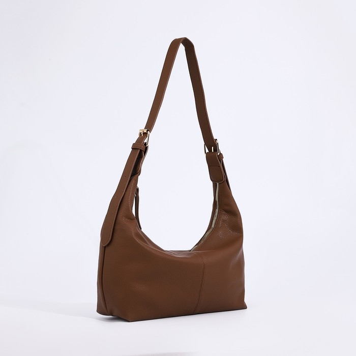 Сумка-багет на молнии, цвет светло-коричневый