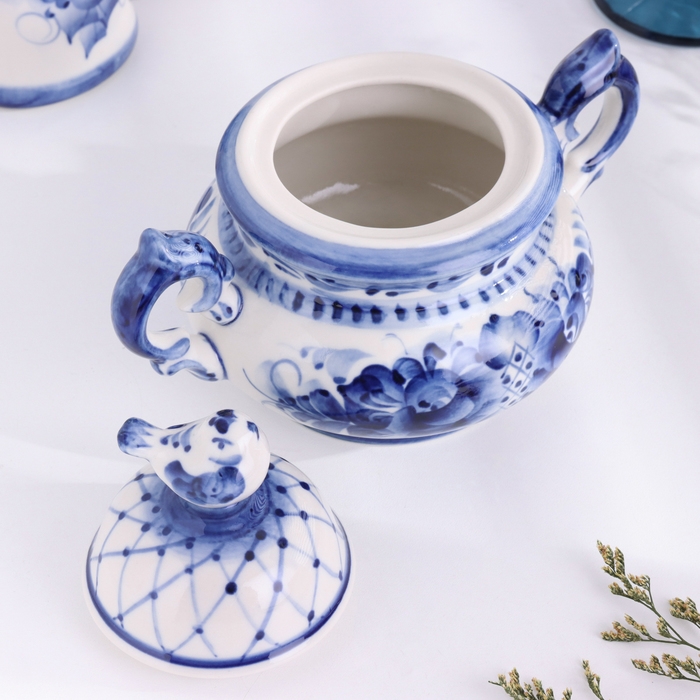 Сахарница Сахарница "Воробей", 16 х 21 см, гжель